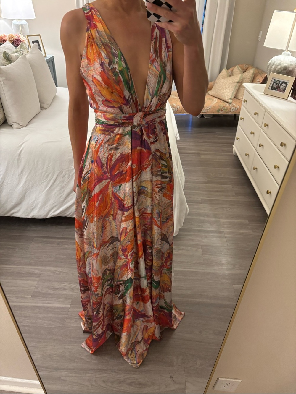 🎨 Vintage EXPLOSION Abstract Watercolor Print Maxi Dress